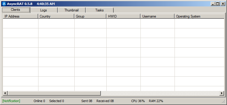 AsyncRAT interface screenshot